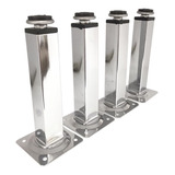 4x Pé De Cozinha Cromado 15cm P Móveis Pézinho Regulável 4x