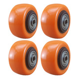 4x Rodas De Pu Laranja C Rolamento Esfera 2 Pol 280kg
