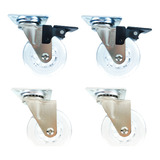 4x Rodízio Giratório Gel Rodinha Móveis 75mm 02 Trava 02 Sem
