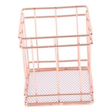 4xrosa Ouro Metal Fio Malha Caneta Pote Lápis Escova