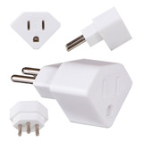 5 Adaptador Tomada Americana Brasileira Branco 3 Pinos 10a