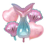5 Balão Rabo Sereia Concha Coração Festa Decoração Praia Ar