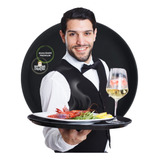 5 Bandeja Garçom Redonda Emborrachada Antiderrapante 40cm