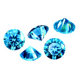 5 Belos Brilhantes Russos Blue Pool Diamond / 4mm / 2.2cts