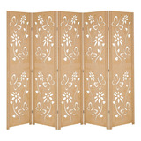 5 Biombo Floral Folha Ripado Divisor Ambiente Madeira Mdf M1