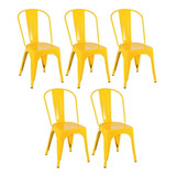 5 Cadeiras Iron Tolix Aço Metal Ferro Industrial  Cores Cor Da Estrutura Da Cadeira Amarelo
