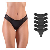 5 Calcinha Fio Dental Renda Lateral Tanga Sexy Lingerie Kit