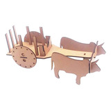 5 Carro De Boi 26cm Quebra Cabeça 3d Mdf Festa Fazendinha 