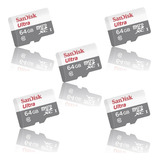 5 Cartão Memoria Micro Sd 64gb Sandisk Original Lacrado C/nf
