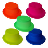 5 Chapéu Cartola Neon De Plástico Festa Carnaval Fantasia