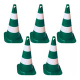 5 Cone De Sinalização Verde/branco Pvc