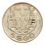5 Escudos 1940 Prata 650 Mbc Portugal Europa