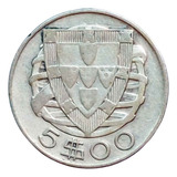 5 Escudos 1942 Prata 650 Mbc Portugal Europa