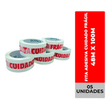 5 Fitas Adesivas Embalagens Cuidado Frágil 48x100 Metros