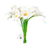 5 Flor Copos De Leite Silicone Artificiais 35cm Brancos Casa