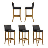 5 Kit Banqueta Alta Cozinha Gourmet Madeira Balcão Bar Amigo