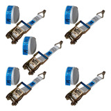 5 Kit Cinta Amarração 1ton 6mts Completa + Catraca + Gancho