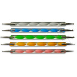 5 Kit Para Manicure 10 Boleadores Em 5 Pincéis Ponta Dupla