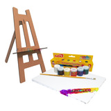 5 Kits Pintura Infantil C/ Mini Cavalete+tintas+tela+pincel