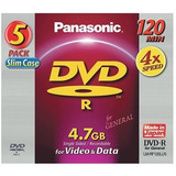 5 Midia Panasonic Dvd-r 4.7gb 120 Min Lm-rf120lu5 Lacrado