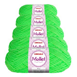 5 Novelos Lã Mollet 40g Crochê / Tricô - Círculo Cor 0781 - Verde Neon