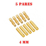 5 Pares Conector Bullet Gold 4mm Para Motores Esc Bateria