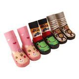 5 Pares De Sapato De Meia, Chinelo De Bebê, Sola Antiderrapa