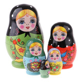 5 Peças Bonecas Russas De Madeira