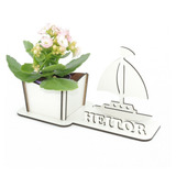 5 Porta Flores Display Personalizado Mdf Branco Barco A Vela