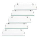 5 Prateleiras Vidro Porta Shampoo 30cm X 10cm X 8mm Incolor