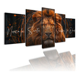 5 Quadros Decorativos Conjunto Leão Religioso Sala Quarto Y