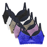 5 Sutiã Plus Size Renda Alça Reforçada Lingerie Luxo Ref:67