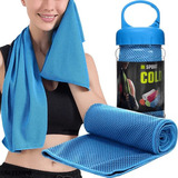5 Toalhas Rosto Microfibra Refrescante Fitness Seca Rápido Cor Azul-claro