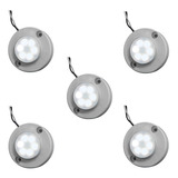 5 Un. Luminaria Náutica Luz De Cortesia Com 6 Led Branco 12v