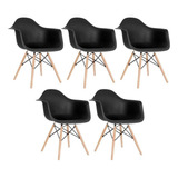 5 X Cadeiras Charles Eames Eiffel Wood Daw Com Braços Cores Estrutura Da Cadeira Preto