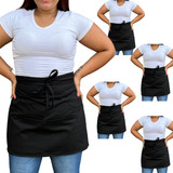 5 Avental Saia Cintura Mini Saia Garçonete C Bolso Preto