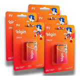 5 Baterias Zinco Carbono 9v Elgin