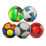 5 Bola De Futebol Campo Couro Sintético Tam Oficial Colors