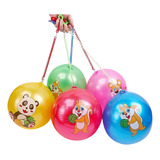 5 Bola De Vinil Com Cordão Mola 23cm Chaveiro Brinquedo