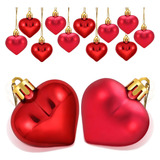 5 Bolas Natalinas Formato Coração Love Brilhante 6 Cm Natal