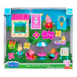 5 Bonecos Peppa Pig E Amigos 8 Acessórios Original Jazwares
