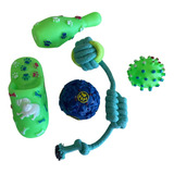 5 Brinquedos Pet Bolinha Mordedor Corda Petisco Brinca Bicho