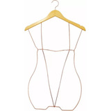 5 Cabide De Madeira Silhueta 3d Marfim Rose Gold