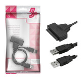 5 Cabo Adaptador Conversor Y 2 Usb Para Hd Ssd Sata 2 5 Note Cor Preto