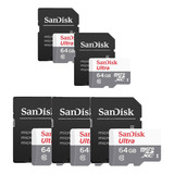 5 Cartão Memoria Micro Sd 64gb Sandisk Original Lacrado C nf