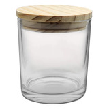 5 Copos Para Velas 220 Ml Em Vidro Com Tampa De Madeira
