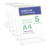 5 Display A4 Acrílico Expositor Em L Porta Folha Mesa Balcão
