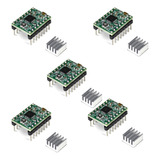5 Driver Motor De Passo A4988 Com Dissipador 8 35v 2a