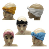 5 Faixa Para Cabelo Handband Nozinho Malha Canelada Turbante Cor Variadas