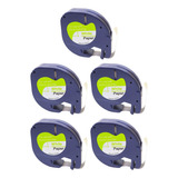 5 Fita Papel Rotulador Compatível Dymo Letratag 91200 12mm